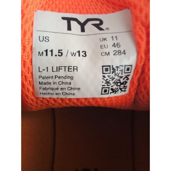 TYR Power Lifting Shoes Mens 11.5 Grey Camo RUN SMALL L-1 Lifter Anatomical Foot